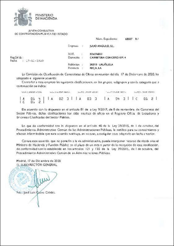 Clasificacion contratistas del estado Clasificacion contratistas del estado